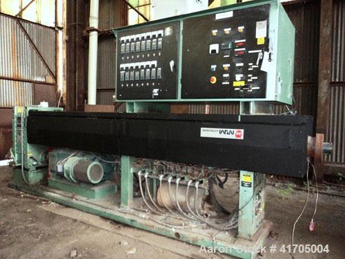 Used Davis Standard / NRM 4-1/2" Single Screw Extruder, Model 4.5 PM III. 32 to 1 L/D ratio, electrically heated, water cooled, non-vented with 250 hp DC motor, 17.72:1 gearbox ratio. Includes a cont...