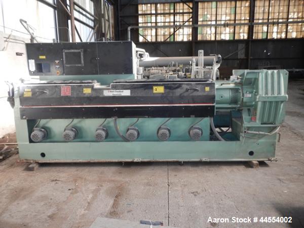 Used Davis Standard 4.5" single screw extruder, model 45IN45HT, 30:1 L/D, electrically heated, air cooled barrel, jacketed feed section with hopper, 17.49:1 gearbox ratio, top vented and plugged, 150...