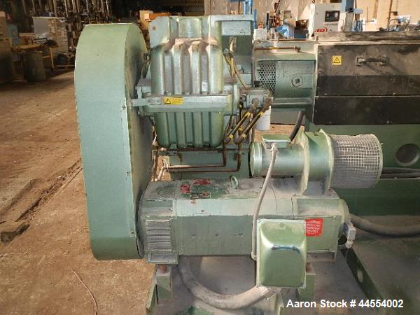 Used Davis Standard 4.5" single screw extruder, model 45IN45HT, 30:1 L/D, electrically heated, air cooled barrel, jacketed feed section with hopper, 17.49:1 gearbox ratio, top vented and plugged, 150...
