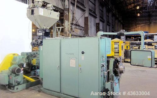 Used Davis Standard 6” Single Screw Extruder, Model 60IN60TPIH. Approximately 24 to 1 L/D ratio. Electrically heated, water cooled 5 zone non-vented barrel, with tank, heat exchanger, and pump. Water...