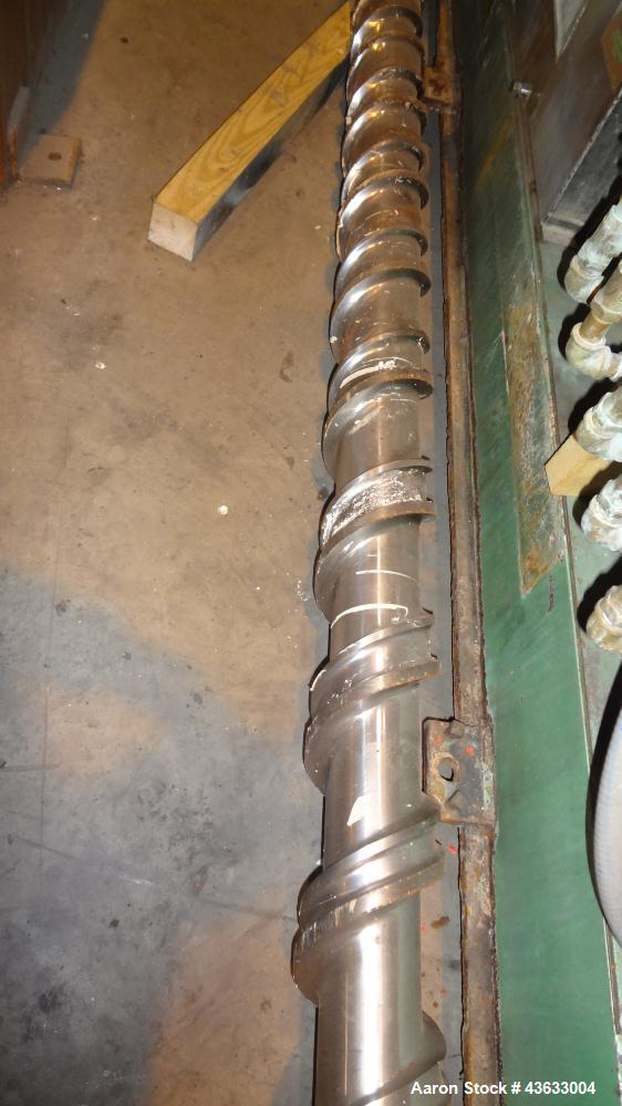 Used Davis Standard 6” Single Screw Extruder, Model 60IN60TPIH. Approximately 24 to 1 L/D ratio. Electrically heated, water cooled 5 zone non-vented barrel, with tank, heat exchanger, and pump. Water...