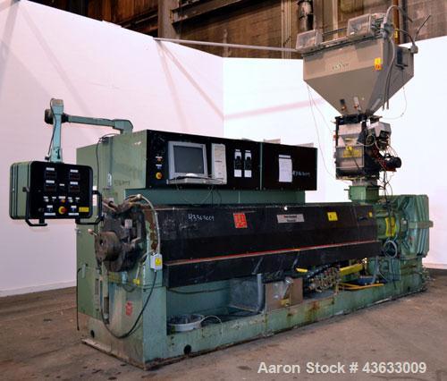 Used Davis Standard 6” Single Screw Extruder, Model 60IN60TPIH. Approximate 24 to 1 L/D ratio. Electrically heated, water cooled 5 zone non-vented barrel, with tank and heat exchanger, missing the pu...