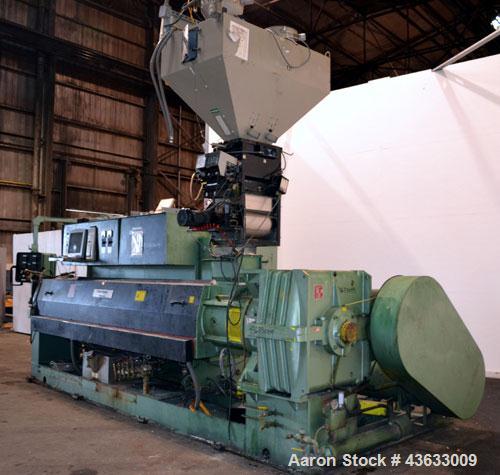 Used Davis Standard 6” Single Screw Extruder, Model 60IN60TPIH. Approximate 24 to 1 L/D ratio. Electrically heated, water cooled 5 zone non-vented barrel, with tank and heat exchanger, missing the pu...