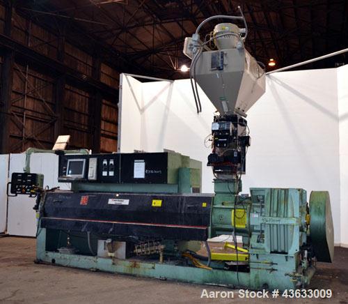 Used Davis Standard 6” Single Screw Extruder, Model 60IN60TPIH. Approximate 24 to 1 L/D ratio. Electrically heated, water cooled 5 zone non-vented barrel, with tank and heat exchanger, missing the pu...