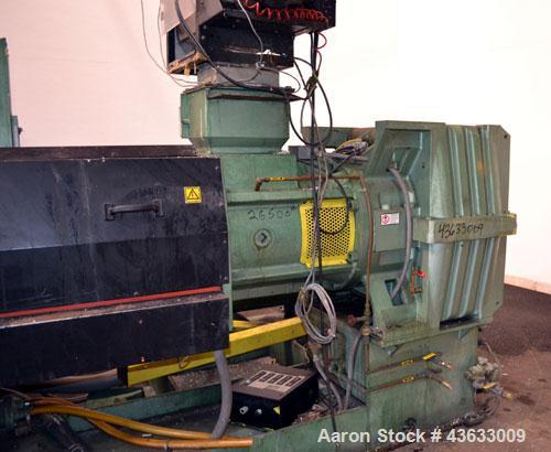 Used Davis Standard 6” Single Screw Extruder, Model 60IN60TPIH. Approximate 24 to 1 L/D ratio. Electrically heated, water cooled 5 zone non-vented barrel, with tank and heat exchanger, missing the pu...