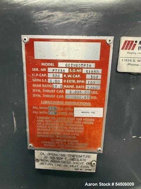 Used Davis-Standard 60IN60TPIH 6" Single Screw Extruder – 34:1 L/D, 400 HP, Vented Barrel with ABB Drive