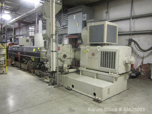 Used Davis Standard 6” Single Screw Extruder, Model 60IN80R, 38:1 L/D. Electrically heated, water cooled, jacketed feed section, on board circulation system, 600 hp dc motor with SCR controller, top ...
