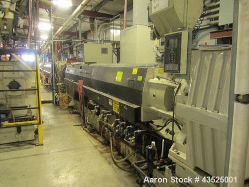 Used Davis Standard 6” Single Screw Extruder, Model 60IN80R, 38:1 L/D. Electrically heated, water cooled, jacketed feed section, on board circulation system, 600 hp dc motor with SCR controller, top ...
