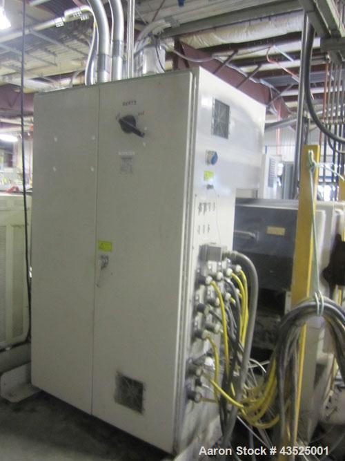Used Davis Standard 6” Single Screw Extruder, Model 60IN80R, 38:1 L/D. Electrically heated, water cooled, jacketed feed section, on board circulation system, 600 hp dc motor with SCR controller, top ...