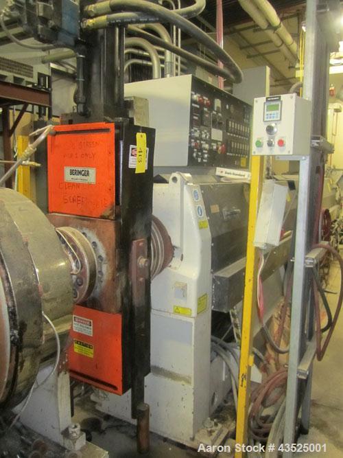 Used Davis Standard 6” Single Screw Extruder, Model 60IN80R, 38:1 L/D. Electrically heated, water cooled, jacketed feed section, on board circulation system, 600 hp dc motor with SCR controller, top ...