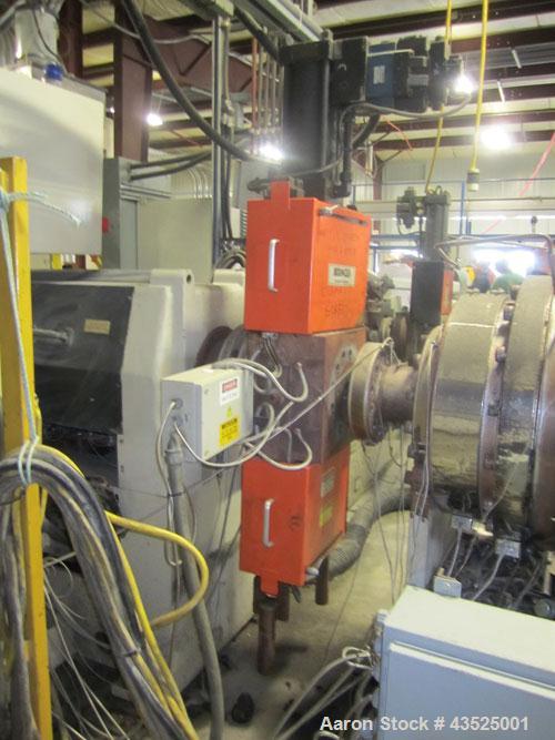 Used Davis Standard 6” Single Screw Extruder, Model 60IN80R, 38:1 L/D. Electrically heated, water cooled, jacketed feed section, on board circulation system, 600 hp dc motor with SCR controller, top ...