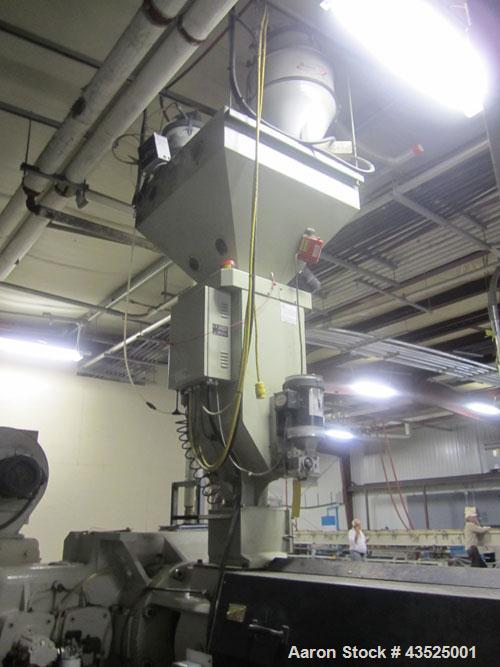 Used Davis Standard 6” Single Screw Extruder, Model 60IN80R, 38:1 L/D. Electrically heated, water cooled, jacketed feed section, on board circulation system, 600 hp dc motor with SCR controller, top ...