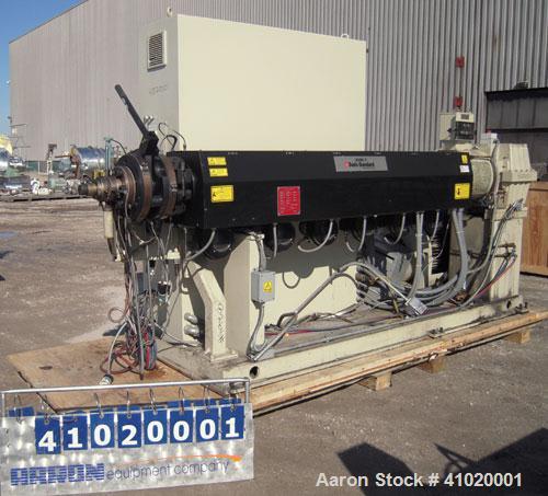 Used Davis Standard 3" Single Screw Extruder, Model 75MM75MV MFG 2002, Approximate 30:1 L/D ratio. Electrically heated, air cooled, non-vented 6 zone barrel. Water cooled feed throat with magnet, no ...