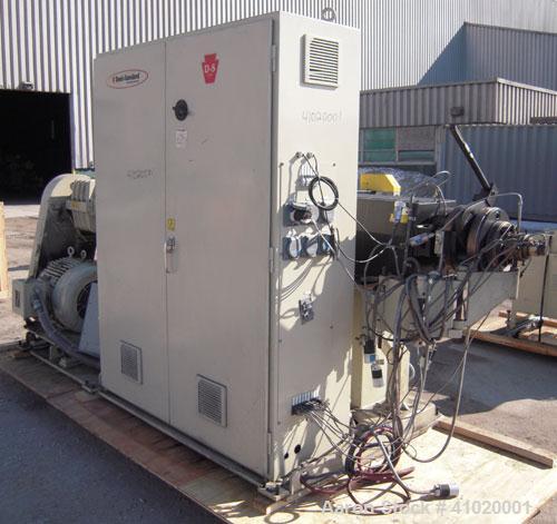 Used Davis Standard 3" Single Screw Extruder, Model 75MM75MV MFG 2002, Approximate 30:1 L/D ratio. Electrically heated, air cooled, non-vented 6 zone barrel. Water cooled feed throat with magnet, no ...