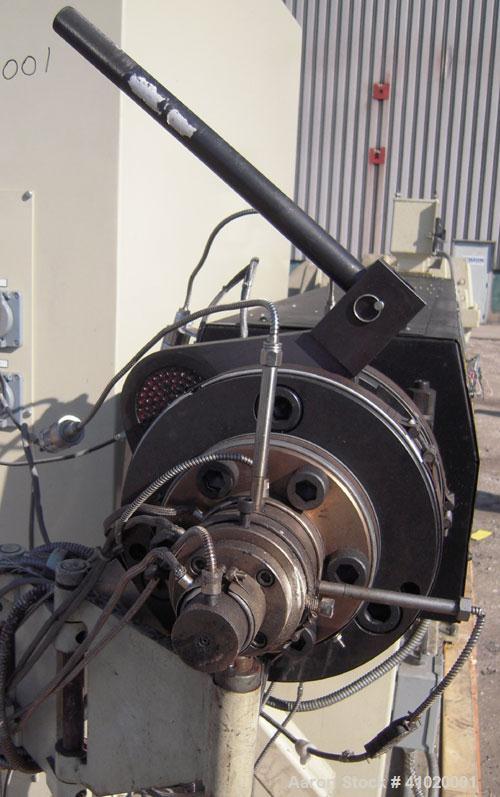 Used Davis Standard 3" Single Screw Extruder, Model 75MM75MV MFG 2002, Approximate 30:1 L/D ratio. Electrically heated, air cooled, non-vented 6 zone barrel. Water cooled feed throat with magnet, no ...