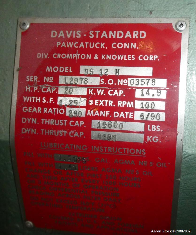 Davis Standard DS-12 Single Screw 1.25" Extruder