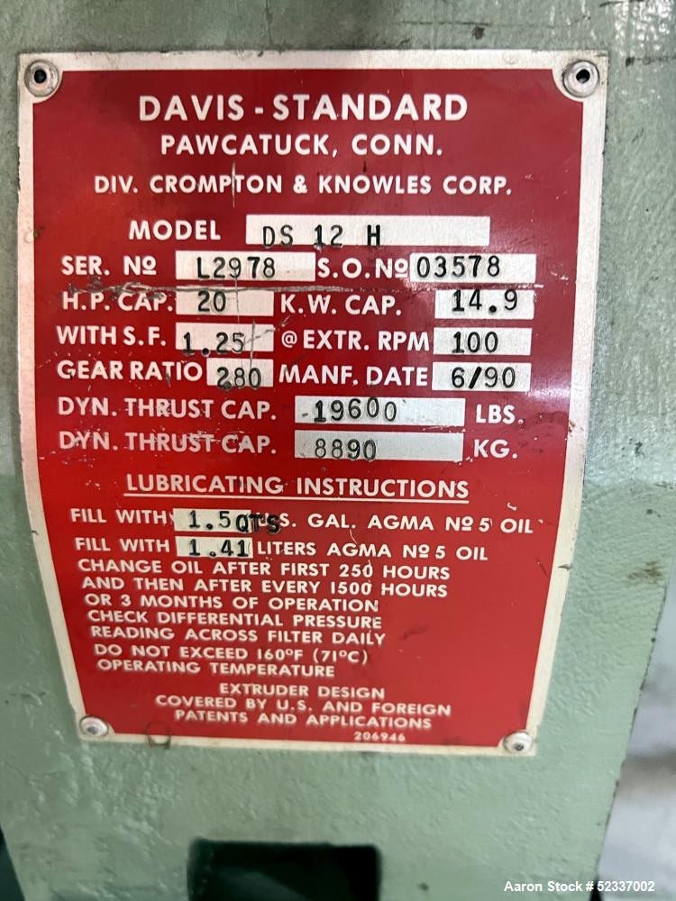 Davis Standard DS-12 Single Screw 1.25" Extruder