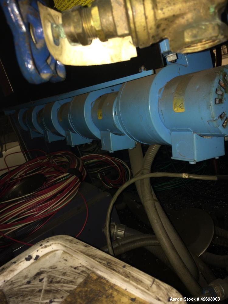 Used Davis Standard Single Screw Extruder, Model DS-15H. 1.5” screw diameter. Barrel Heater: 5 Zone/460V/2200W. Motor: 24HP/460V/3Ph. Cooling: Water. Includes: tower frame, spin beam, insulation jack...