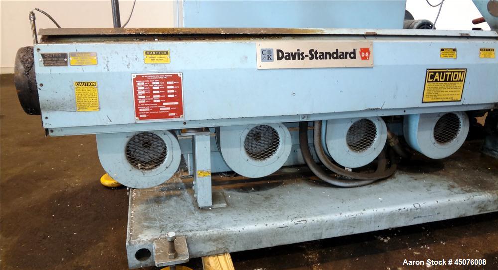 Used Davis Standard 3" Single Screw Extruder, Model DS-30. Approximate 24 to 1 L/D Ratio. Electrically heated, air cooled 4 zone non-vented barrel. Water cooled feed throat with hopper. Driven by a 4...