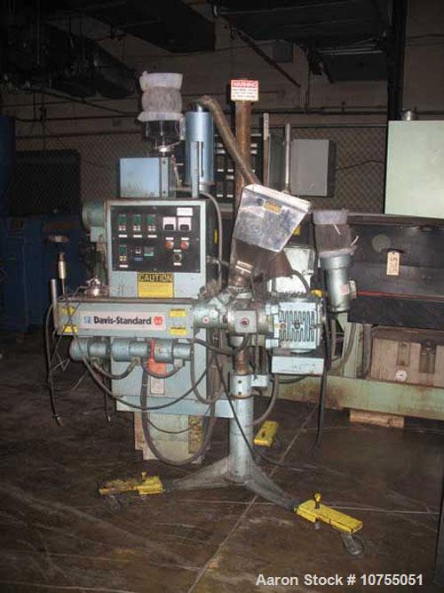 Used Davis Standard Model SD125 Co-Extruder. 24:1 L/D air cooled, non-vented, barrel; 3 barrel zones and 1 adapter zone; HES808 digital temperature controllers; 5 hp, 1750 rpm DC motor into a 15:1 ge...
