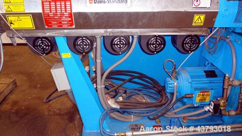 Used Davis Standard 1-1/2” Single Screw Extruder, Model DS15H, Type DSPA. SO# 76499. Approximate 30 to 1 L/D ratio. Driven by a 10hp motor thru a reducer, HP capacity 24, service factor 1.25, ratio 1...