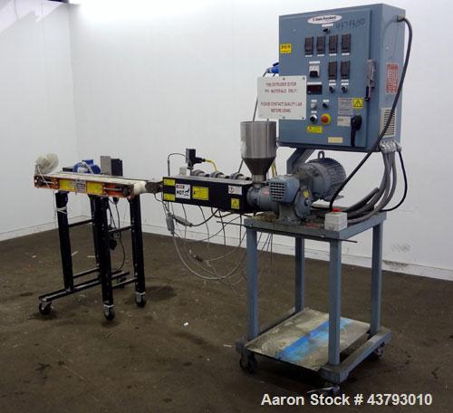 Used Davis Standard 1” Diameter Single Screw Extruder, Model KLB-100, Type DSPA. Approximate 28 to 1 L/D ratio. Electrically heated, air cooled 4 zone non-vented barrel. Water cooled feed throat with...