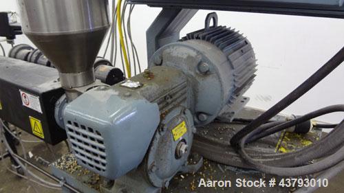 Used Davis Standard 1” Diameter Single Screw Extruder, Model KLB-100, Type DSPA. Approximate 28 to 1 L/D ratio. Electrically heated, air cooled 4 zone non-vented barrel. Water cooled feed throat with...