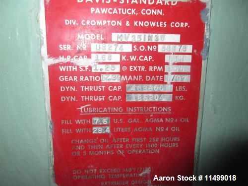 Used 3.5" Davis Standard Extruder, Mark V Series, Model MV35IN35