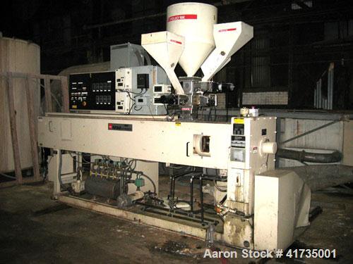 Used Davis Standard/NRM 3-1/2" Single Screw Extruder, Model PM III. 32 to 1 L/D ratio. Electrically heated, water cooled 5 zone non-vented barrel with a pump, tank, and heat exchanger. Water cooled f...