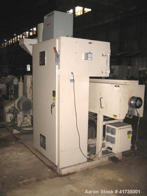 Used Davis Standard/NRM 3-1/2" Single Screw Extruder, Model PM III. 32 to 1 L/D ratio. Electrically heated, water cooled 5 zone non-vented barrel with a pump, tank, and heat exchanger. Water cooled f...