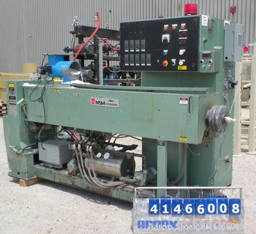 Used Davis Standard-NRM  3-1/2" Single Screw Extruder, Model PM IV. 24 to 1 L/D ratio. Electrically heated, water cooled 4 zone non-vented barrel with a pump, tank, and heat exchanger. Water cooled f...