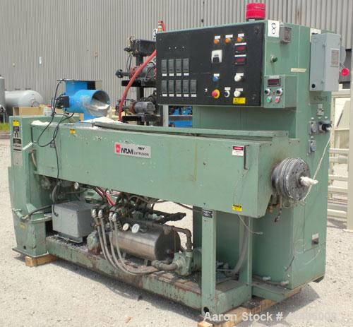 Used Davis Standard-NRM  3-1/2" Single Screw Extruder, Model PM IV. 24 to 1 L/D ratio. Electrically heated, water cooled 4 zone non-vented barrel with a pump, tank, and heat exchanger. Water cooled f...