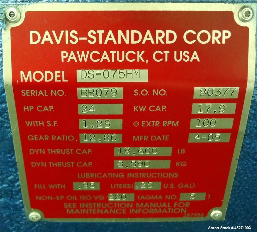 Used Davis Standard 3/4" Single Screw Extruder