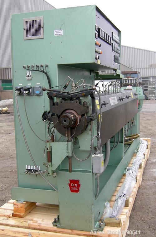 USED: Davis Standard Extruder, model 75MM25, type DSPA. 75 mm screw diameter, approximate 44:1 L/D ratio. 152 1/2" from back of feed throat to end of barrel. Electrically heated, 10 zone barrel air c...