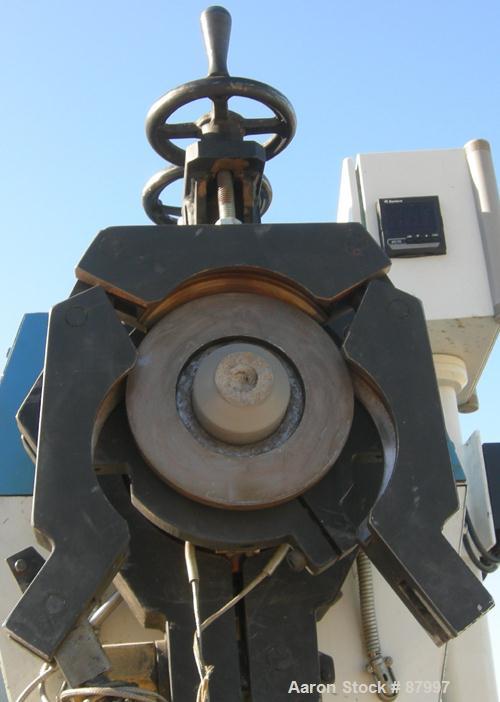 Used Deltaplast Machinery 4.5" Single Screw Extruder, Model D130:450:34. Approximately 34:1 L/D ratio. Electrically heated, water cooled, 8 zone, side vented barrel. Closed loop system with (2) pumps...