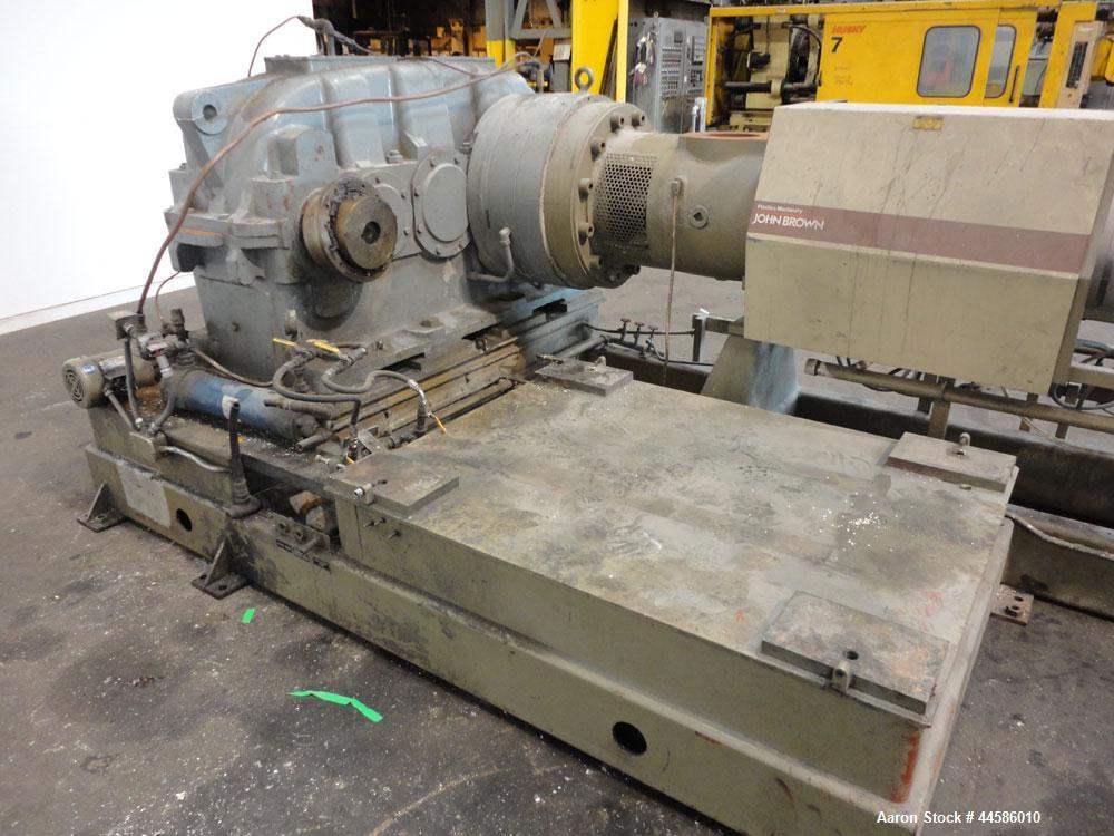 Used Egan Machinery 8" Single Screw Extruder, Model B0-08038-01. Approximately 24 to 1 L/D ratio. Electrically heated, water cooled 11 zone non-vented barrel with pump and holding tank.  Water cooled...