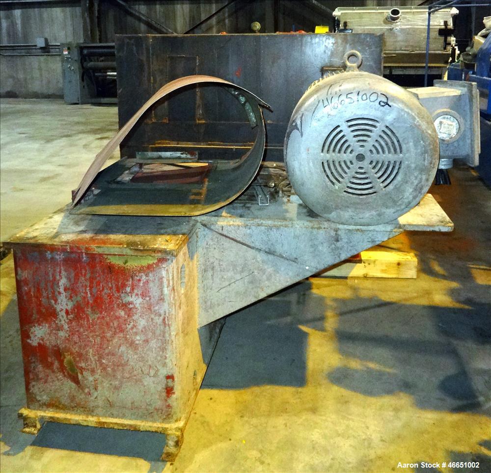 Used Egan Machinery 6" Single Screw Extruder. Approximate 22 to 1 L/D ratio, electrically heated, water cooled 7 zone non-vented barrel with pump, tank, and heat exchanger. Water cooled feed throat, ...