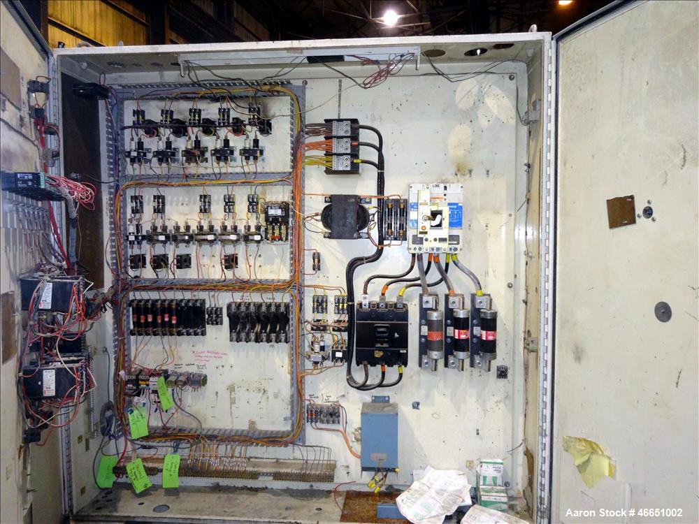 Used Egan Machinery 6" Single Screw Extruder. Approximate 22 to 1 L/D ratio, electrically heated, water cooled 7 zone non-vented barrel with pump, tank, and heat exchanger. Water cooled feed throat, ...