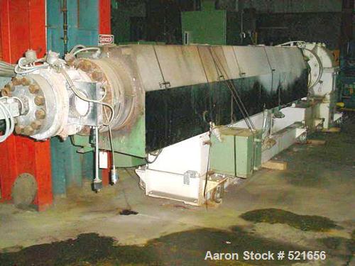 USED: 6" 32:1 Egan extruder having electrically heated, water cooled, closed loop, non-vented barrel at approximately a 42" centerline height. Gearbox is a Philadelphia model 3218XS having a 16:1 red...