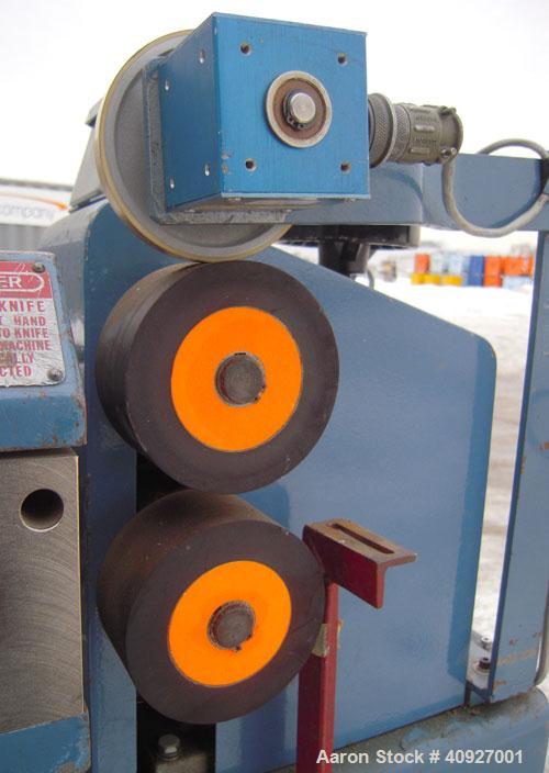 Used Genca Single Screw Extruder, Model EB 100245HF2001WE9179, 1" Screw diameter approximate 28:1 L/D ratio, electrically heated, air cooled, non-vented 3 zone barrel. Water cooled feed with a magnet...