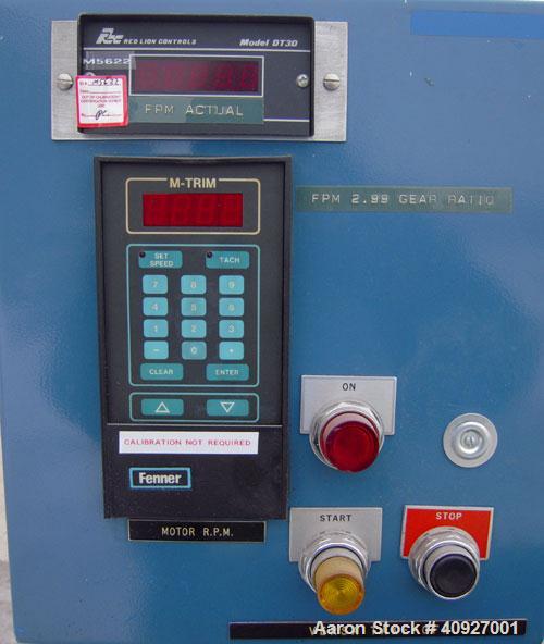 Used Genca Single Screw Extruder, Model EB 100245HF2001WE9179, 1" Screw diameter approximate 28:1 L/D ratio, electrically heated, air cooled, non-vented 3 zone barrel. Water cooled feed with a magnet...