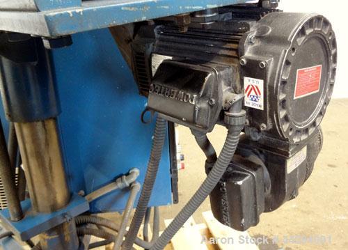 Used Genca 1-1/4” Single Screw Pedestal Mounted Extruder, Model GV125-24BBS2A00A. Approximately 24 to 1 L/D ratio. Electrically heated, air cooled 3 zone non-vented barrel. Water cooled feed throat w...