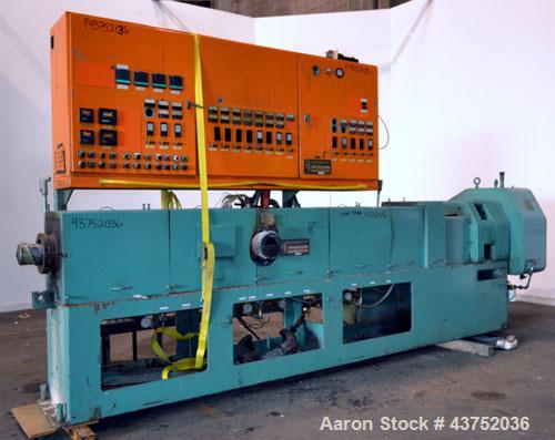 Used Gloucester Engineering 6" Single Screw Extruder, Model 266-001. Approximately 24 to 1 L/D ratio. Electrically heated, water cooled (no system) 5 zone side vented barrel, water cooled feed throat...