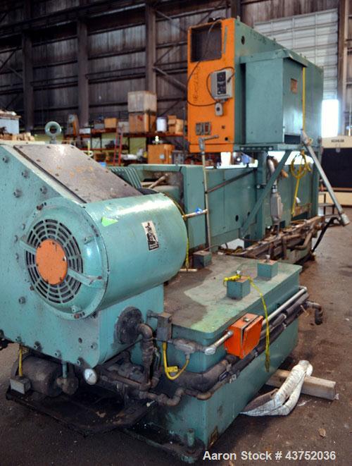 Used Gloucester Engineering 6" Single Screw Extruder, Model 266-001. Approximately 24 to 1 L/D ratio. Electrically heated, water cooled (no system) 5 zone side vented barrel, water cooled feed throat...