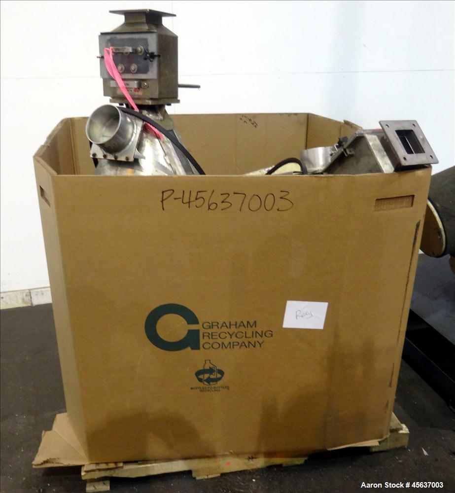 Used Graham Engineering 3-1/2" Single Screw Extruder. 24 to 1 L/D Ratio. Electrically heated, air cooled 5 zone non-vented barrel. Water cooled feed throat with hopper. Driven by a 100hp, 500 volt, 1...