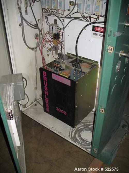 USED: HPM model 2.5TMC-24 2.5" extruder. 24:1 L/D, air cooled non-vented 4 zone barrel, 40 hp continuous duty 2500 rpm DC motor, belt drive Koellmann gearbox with a 13.95:1 ratio with an input of 175...