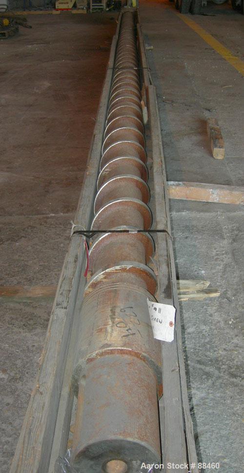 Used Hartig 10" Single Screw Extruder. Approximately 33:1 L/D ratio. Electrically heated, water cooled non-vented barrel. Feed throat, no hopper. Unit includes a Wilson model D4545 gearbox, rated at ...