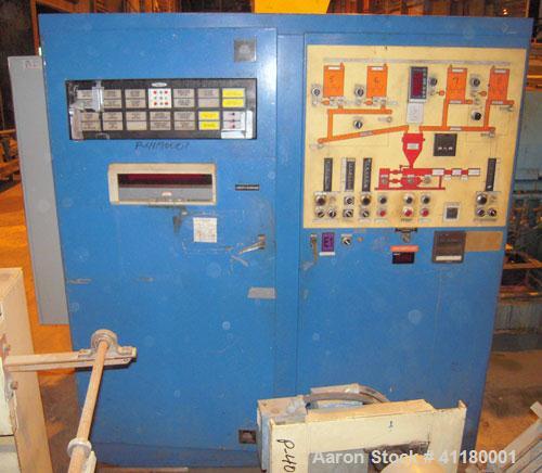 Used Hartig 6" Single Screw Extruder. Model 60/100M24, 24:1 L/D Ratio.  7 zone barrel, electrically heated, water cooled with a 1 1/2 hp pump and heat exchanger, no tank. Water cooled feed with hoppe...