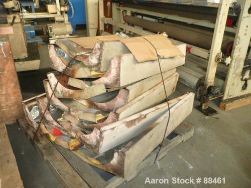 USED: Hartig 8" single screw extruder. Approximately 32:1 L/D ratio. Electrically heated, water cooled, non-vented barrel. Feed throat with hopper/crammer feeder with motor. Driven by a 700 hp DC mot...