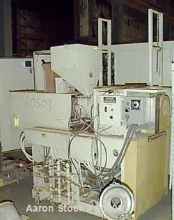 Used Johnson 2-1/2" Single Screw Extruder, Approximately 20 to 1 L/D Ratio. 3 Zone non-vented barrel electrically heated, water cooled with pump, tank, and heat exchanger. Water cooled feed throat wi...
